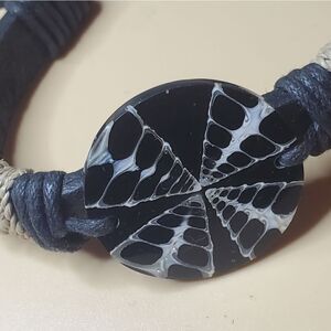 Witches path‎ black round Gothic bracelet B0618